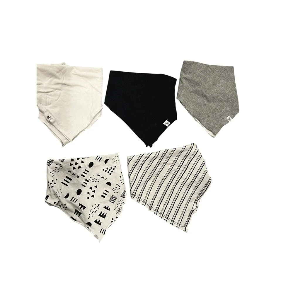 Lot of 5  Bandana Bibs Burp Cloth Honest Baby Organic Cotton Reversible Colorful